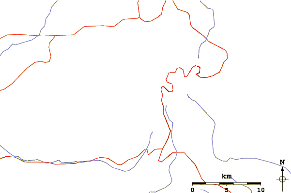 Roads and rivers around Mount Tehama