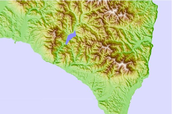 Surf breaks located close to Mount Tengu (Samani)