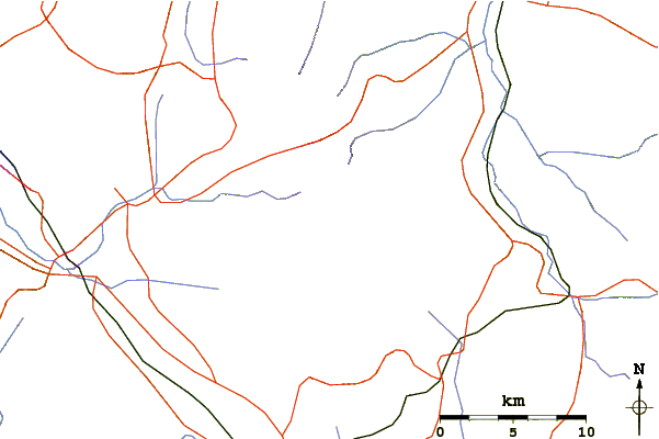 Roads and rivers around Mount Tengu