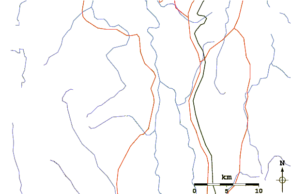 Roads and rivers around Mount Tennent