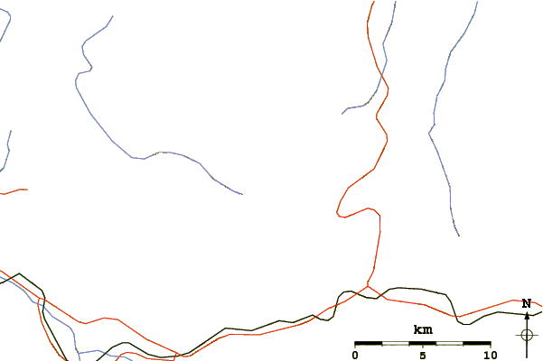 Roads and rivers around Mount Teshio