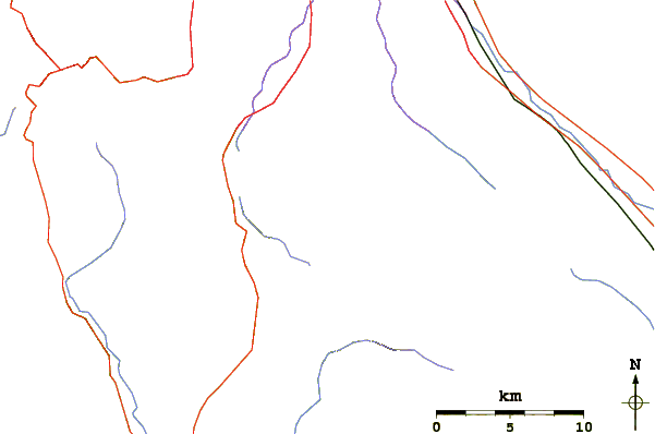 Roads and rivers around Mount Thayer