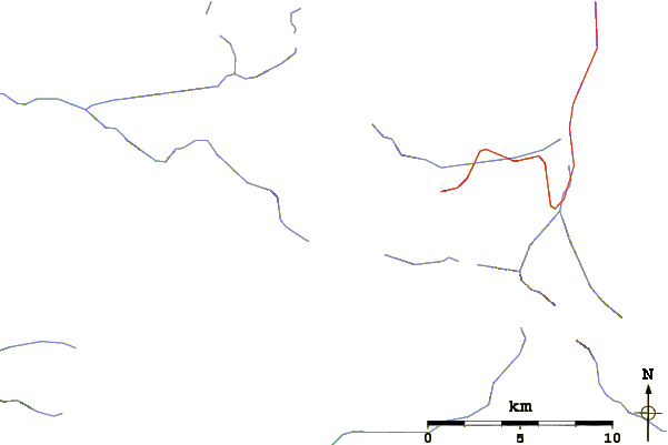 Roads and rivers around Mount Thelwood