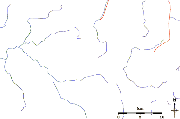 Roads and rivers around Mount Thetis