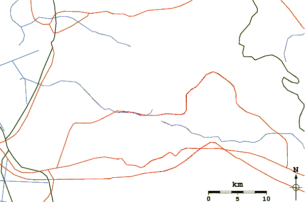 Roads and rivers around Mount Tlaloc