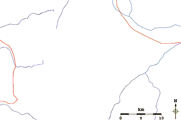 Roads and rivers around Mount Tom (California)