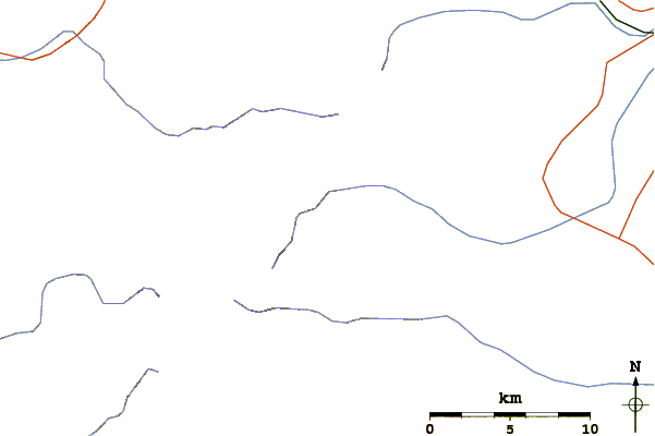 Roads and rivers around Mount Tomuraushi (Hidaka)