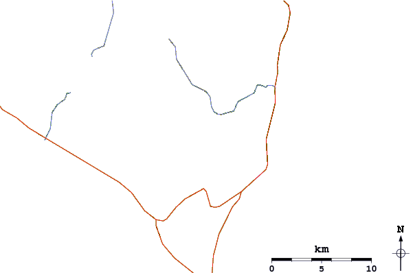 Roads and rivers around Mount Toyoni (Erimo)