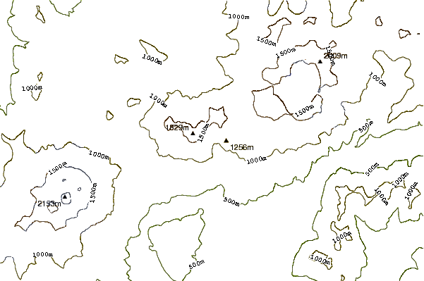 Mountain peaks around Mount Trident