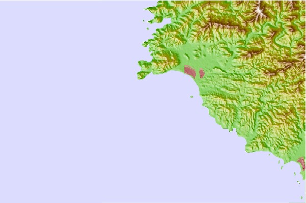 Surf breaks located close to Mount Tsurugi (Tokushima)