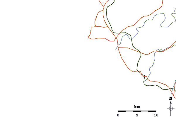 Roads and rivers around Mount Tsurugi (Tokushima)