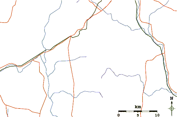 Roads and rivers around Mount Ulandra