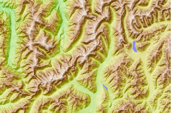 Surf breaks located close to Mount Una (Spenser Mountains)