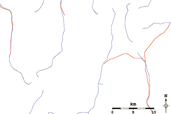 Roads and rivers around Mount Una (Spenser Mountains)