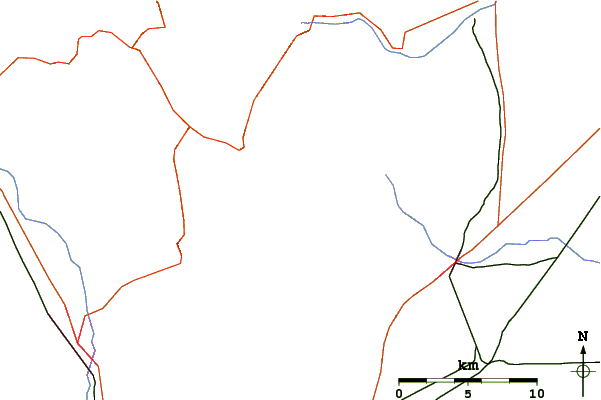 Roads and rivers around Mount Vaca