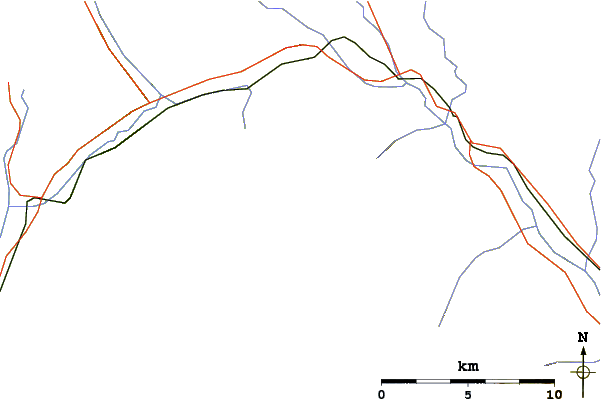 Roads and rivers around Mount Victoria (Alberta/British Columbia)