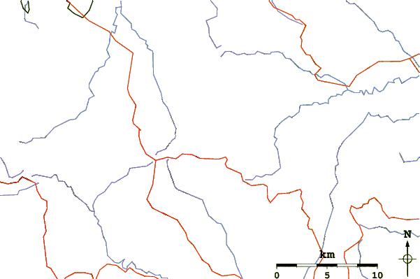 Roads and rivers around Mount Victoria (Tasmania)