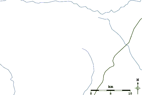 Roads and rivers around Mount Vysokaya