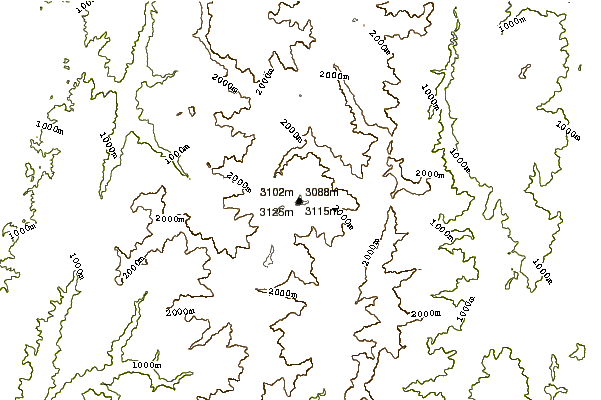 Mountain peaks around Mount Warusawa