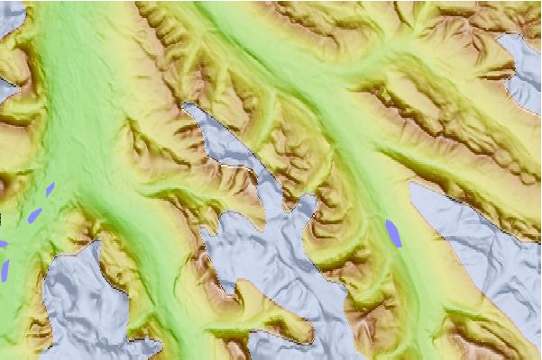 Surf breaks located close to Mount Weiss (Alberta)