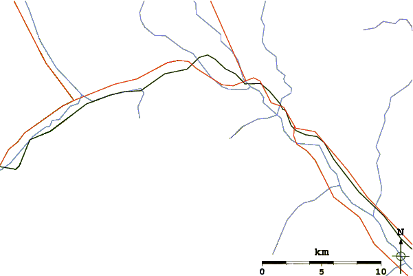 Roads and rivers around Mount Whyte