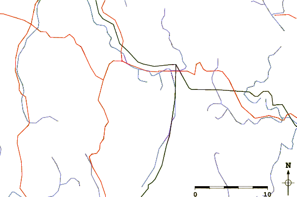 Roads and rivers around Mount Williams (Massachusetts)