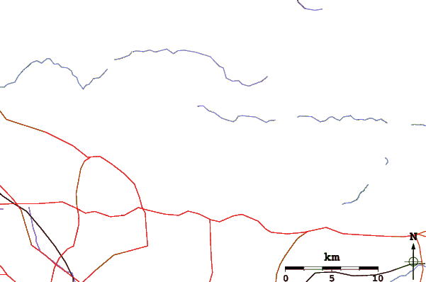 Roads and rivers around Mount Wilson (California)