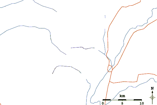 Roads and rivers around Mount Wister