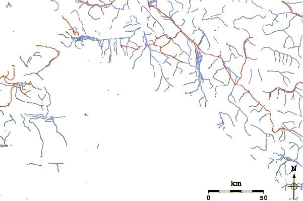 Roads and rivers around Mount Wood (Yukon)