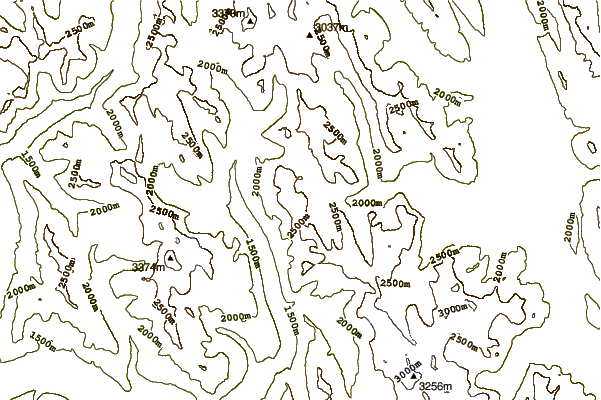 Mountain peaks around Mount Worthington