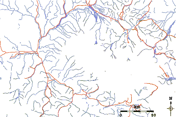 Roads and rivers around Mount Wrangell