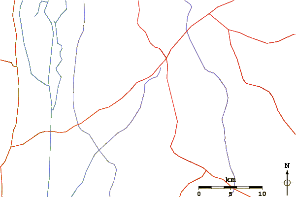 Roads and rivers around Mount Yosifon