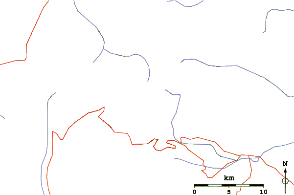 Roads and rivers around Mount Ypsilon