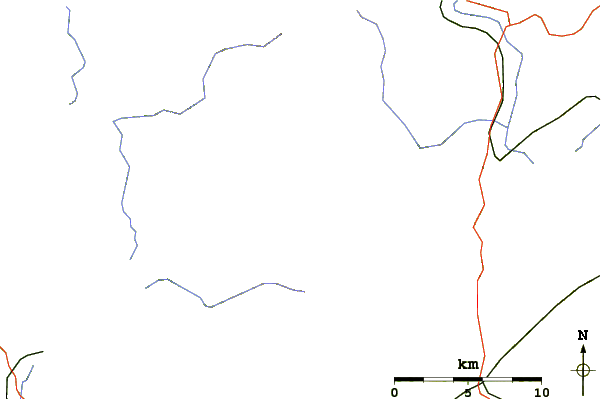 Roads and rivers around Mount Yūbari