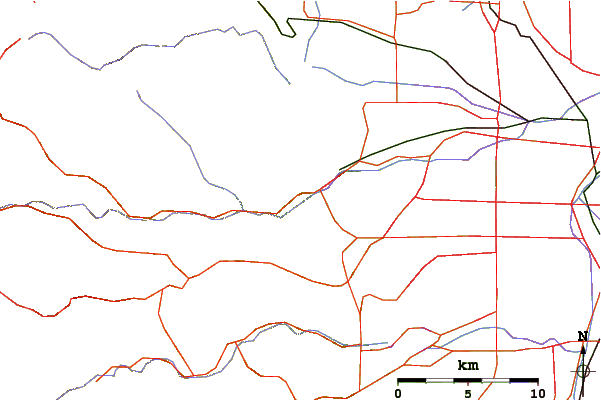 Roads and rivers around Mount Zion (Colorado)