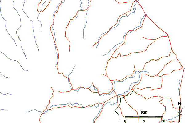 Roads and rivers around Mt Cougal