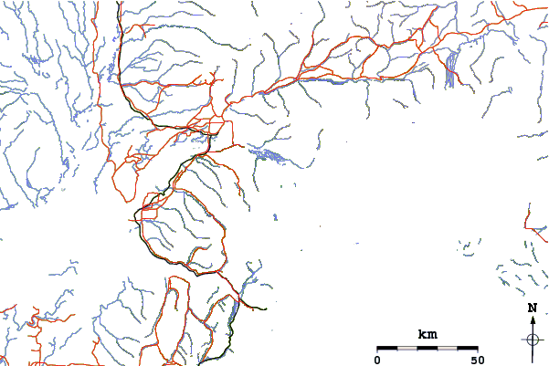 Roads and rivers around Mt Palmer