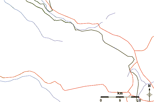 Roads and rivers around Mt Yoran