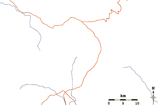 Roads and rivers around Muhabura or Muhavura