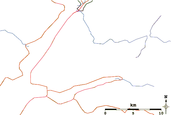 Roads and rivers around Mullach nan Coirean