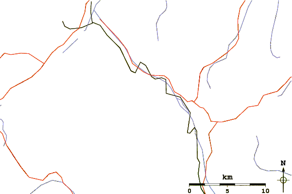 Roads and rivers around Munt Pers