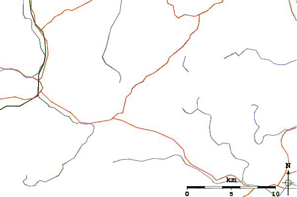 Roads and rivers around Mwdwl-eithin