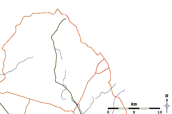 Roads and rivers around Mynydd Bodafon