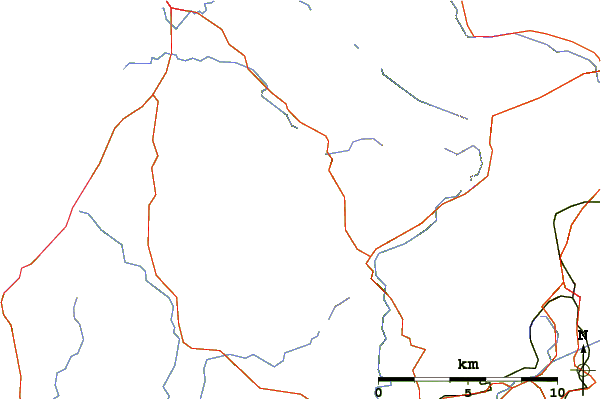 Roads and rivers around Mynydd Drws-y-Coed