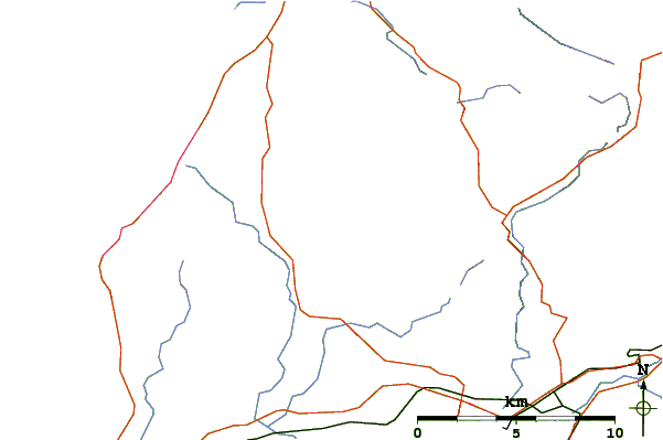 Roads and rivers around Mynydd Graig Goch