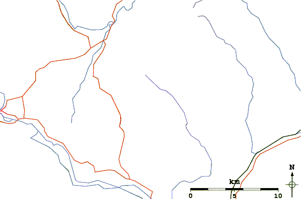 Roads and rivers around Mynydd Llysiau