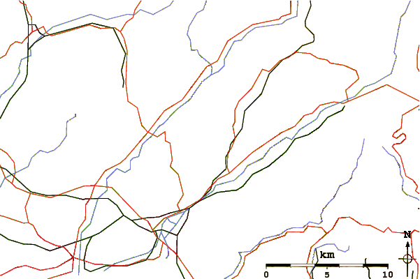 Roads and rivers around Mynydd Marchywel