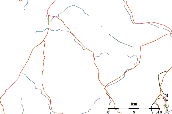 Roads and rivers around Mynydd Mawr