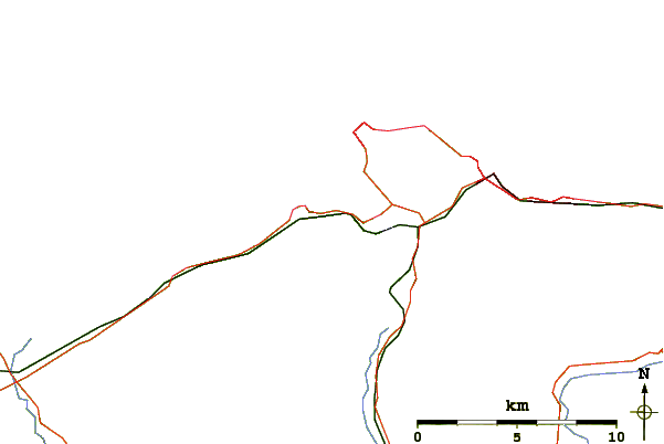 Roads and rivers around Mynydd y Dref