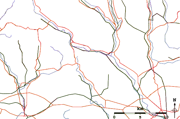 Roads and rivers around Mynydd y Glyn